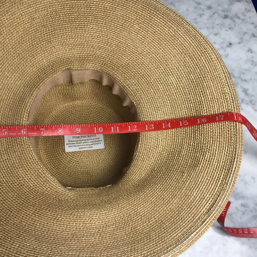 ERIC JAVITS Wide Brim Straw Sun Hat in Natural Tan - Picture 8 of 10